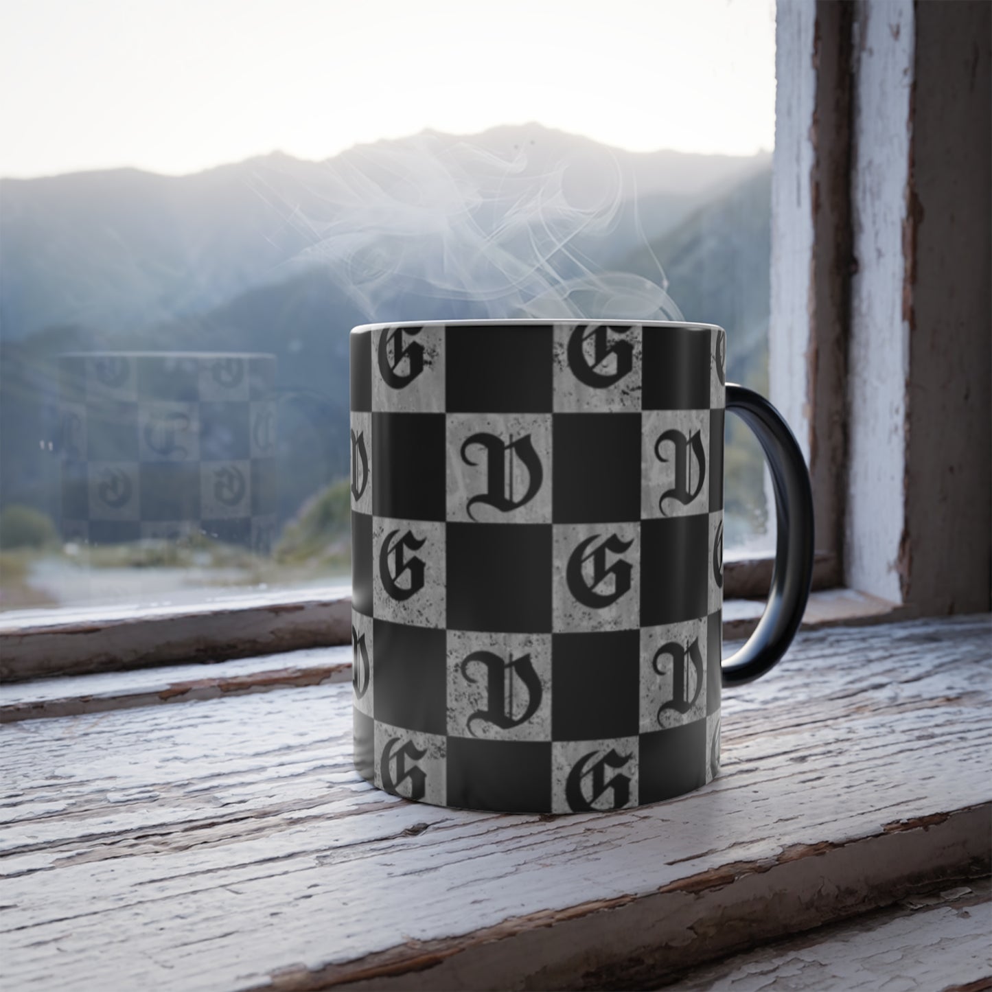 "Damnaged Checkers" Morphing Mug