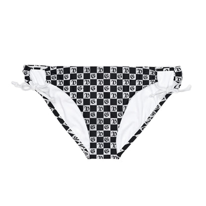 "Damnaged Checkers" Loop Tie Side Bikini Bottom